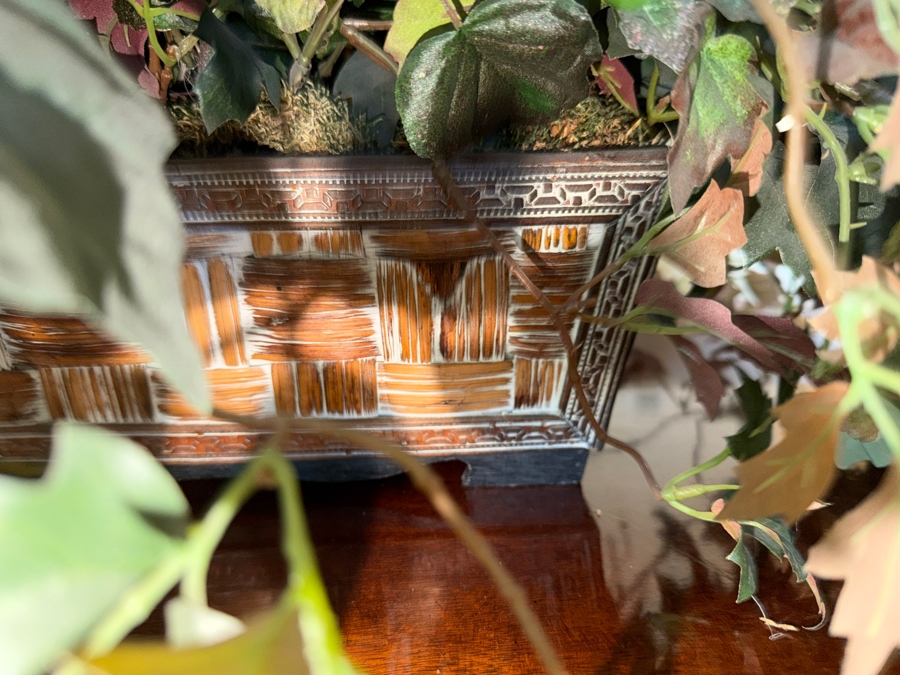 Large Faux Floral Centerpiece Arrangement With Dried Protea Buds Lotus Pods Mixed Ivy Vines Twigs And Berries In A Decorative Planter 46'W X 34'H [Photo 3]