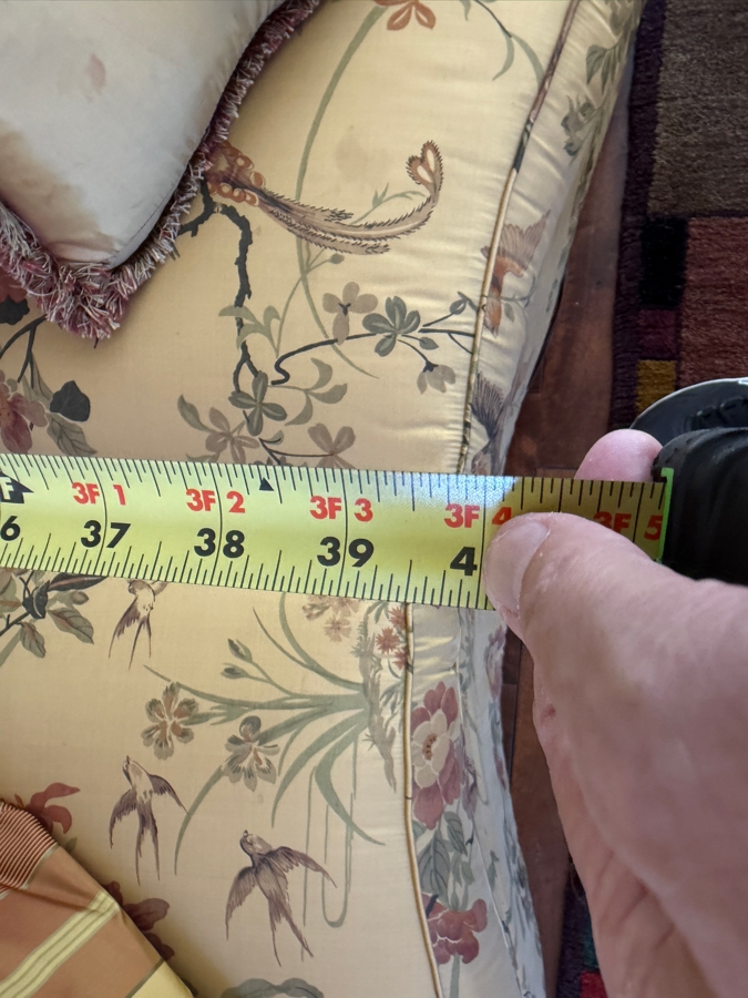 Traditional Chintz Fabric Upholstered Rolled Arm Loveseat Sofa Featuring Yellow Botanical Floral Bird Pattern And Tailored Skirt 84' X 40' [Photo 6]