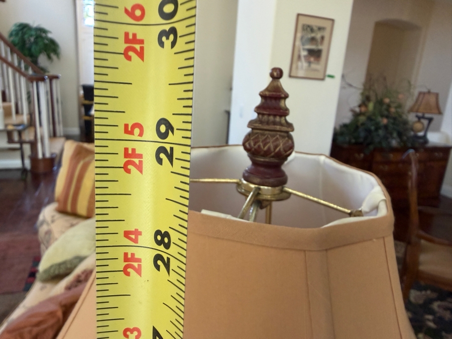 Vintage Chinoiserie Asian Pagoda Style Bronze Patinated Ceramic Table Lamp With Hand Painted Panels And Matching Finial 29.5'H [Photo 5]