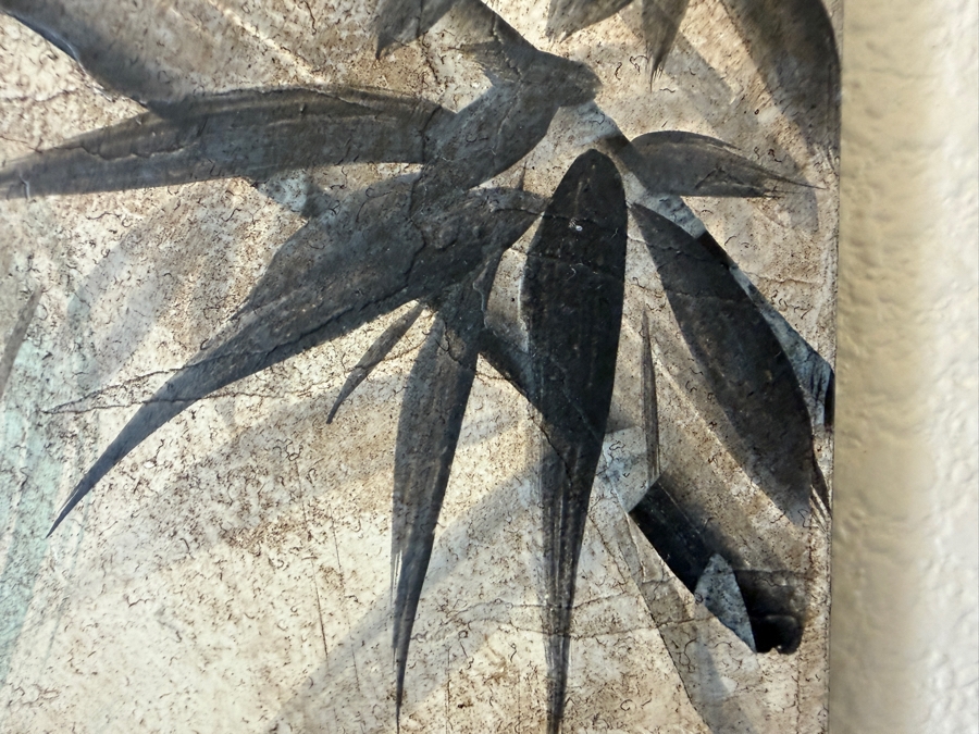 Vintage Chinese Four Panel Painting Set Depicting Koi Carp Fish Swimming Under Bamboo Stalks 48' X 36' [Photo 5]