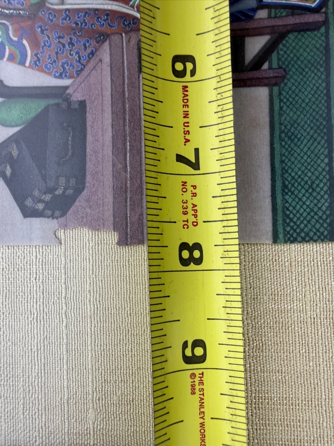 Antique 19th Century Chinese Qing Dynasty Export Gouache Painting On Pith Paper Depicting Noble Lady Seated At Dressing Table With Attendant 8' X 13' Framed: 13' X 19' [Photo 19]