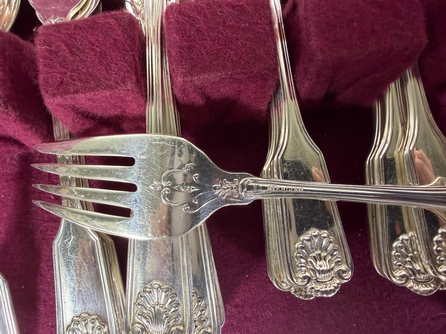 Vintage Towle Old Master Solid Sterling Silver Flatware Service For Ten Set Contained In Two Tier Naken Storage Chest 1,653g (Current Melt Value of $3,300) [Photo 10]