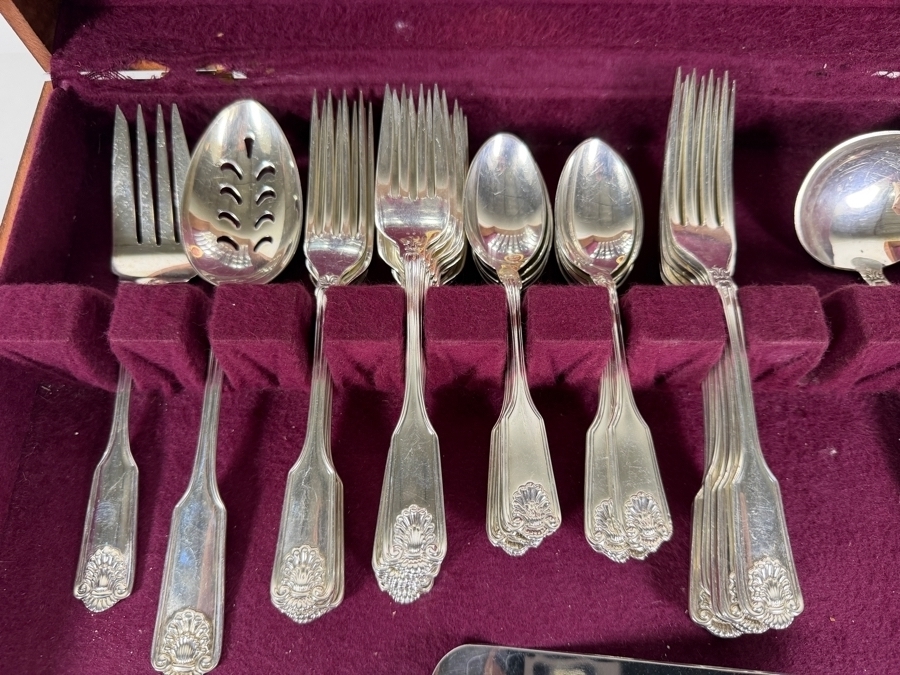 Vintage Towle Old Master Solid Sterling Silver Flatware Service For Ten Set Contained In Two Tier Naken Storage Chest 1,653g (Current Melt Value of $3,300) [Photo 5]