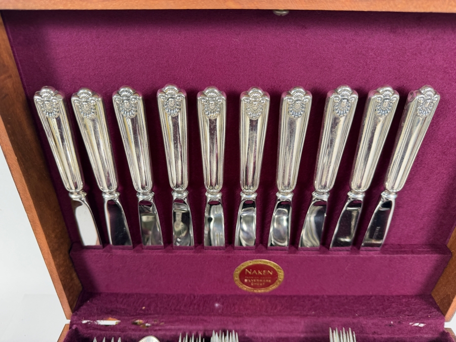 Vintage Towle Old Master Solid Sterling Silver Flatware Service For Ten Set Contained In Two Tier Naken Storage Chest 1,653g (Current Melt Value of $3,300) [Photo 12]