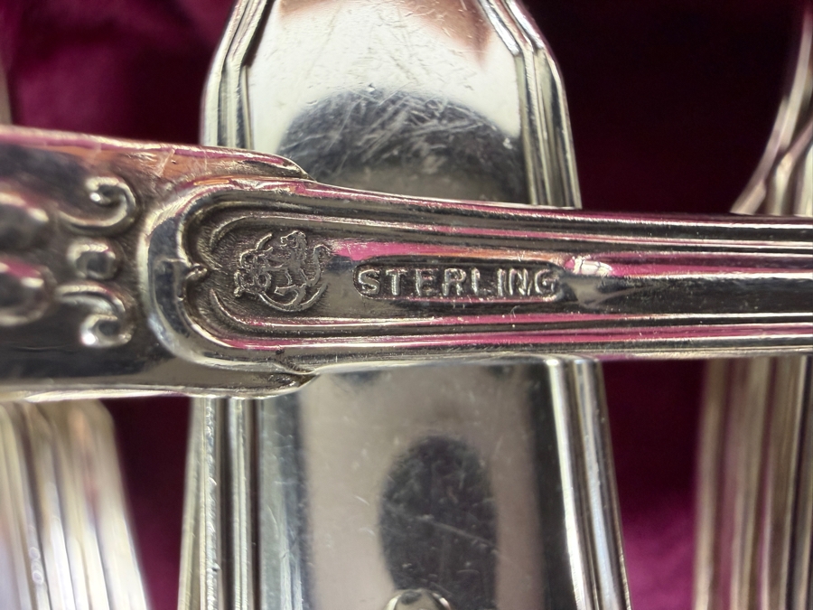 Vintage Towle Old Master Solid Sterling Silver Flatware Service For Ten Set Contained In Two Tier Naken Storage Chest 1,653g (Current Melt Value of $3,300) [Photo 14]