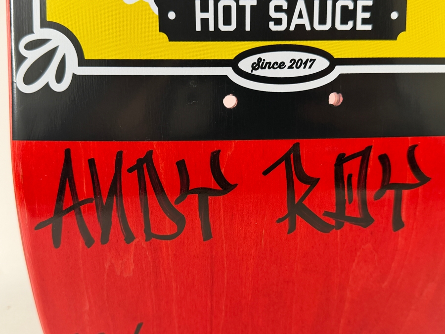 Andy Roy X Don Wapo Limited Edition 62/200 Signed Hot Sauce Shaped Skateboard Deck 32'L [Photo 10]