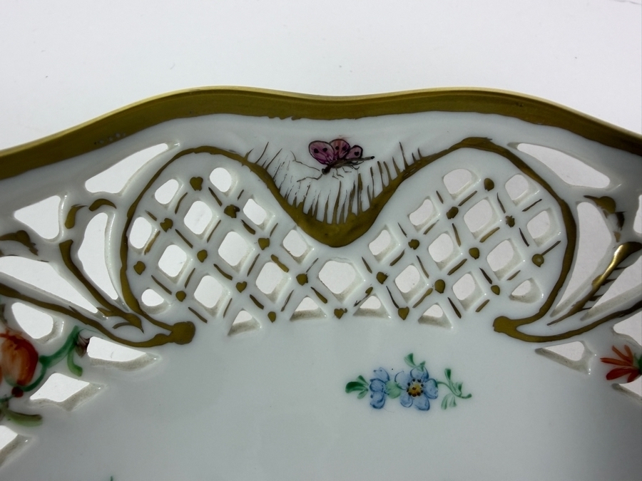 Vintage Schumann Bavaria Chateau Dresden Reticulated Porcelain Pierced Bowl 7.5' X 2' [Photo 3]
