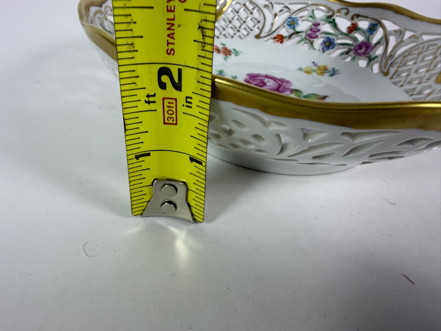 Vintage Schumann Bavaria Chateau Dresden Reticulated Porcelain Pierced Bowl 7.5' X 2' [Photo 11]