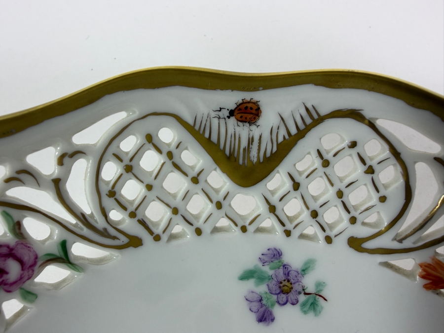 Vintage Schumann Bavaria Chateau Dresden Reticulated Porcelain Pierced Bowl 7.5' X 2' [Photo 4]