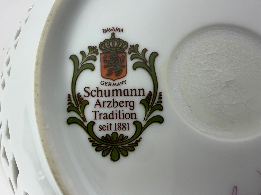 Vintage Schumann Bavaria Chateau Dresden Reticulated Porcelain Pierced Bowl 7.5' X 2' [Photo 7]