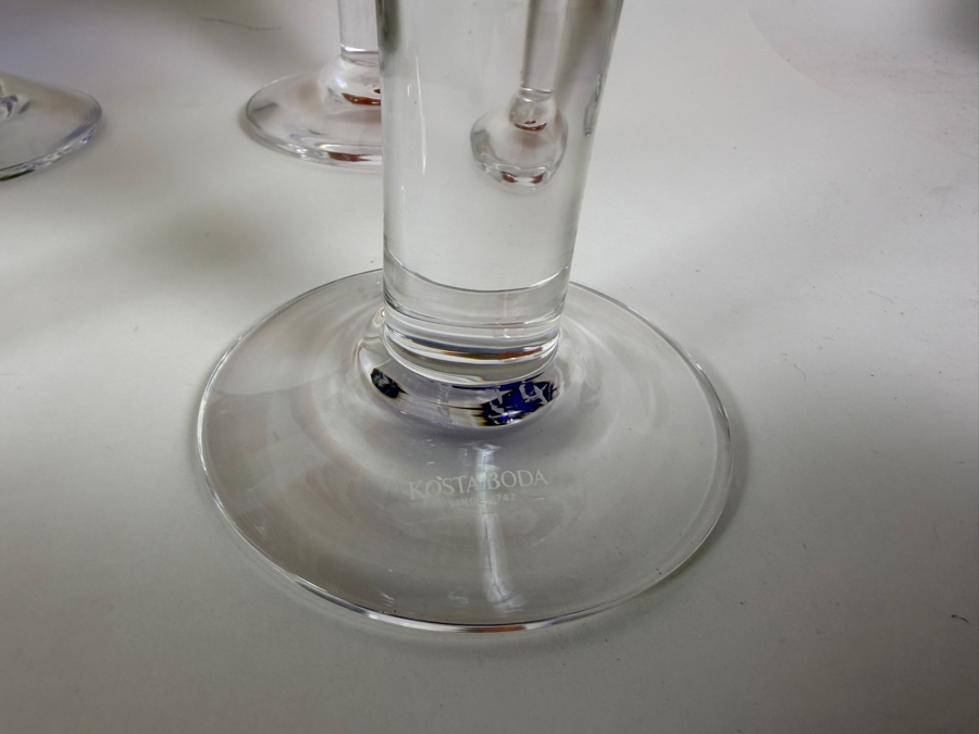 Bertil Vallien For Kosta Boda Satellite Polychrome Art Glass Cocktail Goblets Set Of Six With Inscription 7'H [Photo 6]