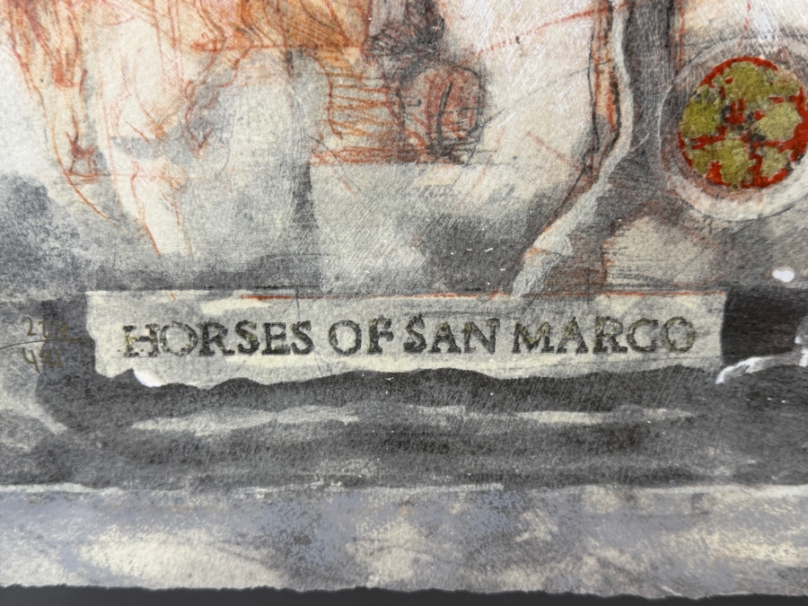 Peter Nixon Horses Of San Marco Hand Signed Limited Edition Number 224 Of 425 Color Serigraph With COA 19.5 X 26.5 Framed: 32.5 X 39.5 [Photo 6]