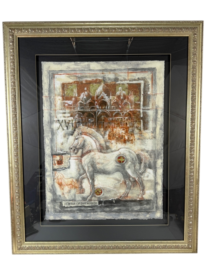 Peter Nixon Horses Of San Marco Hand Signed Limited Edition Number 224 Of 425 Color Serigraph With COA 19.5 X 26.5 Framed: 32.5 X 39.5 [Photo 2]