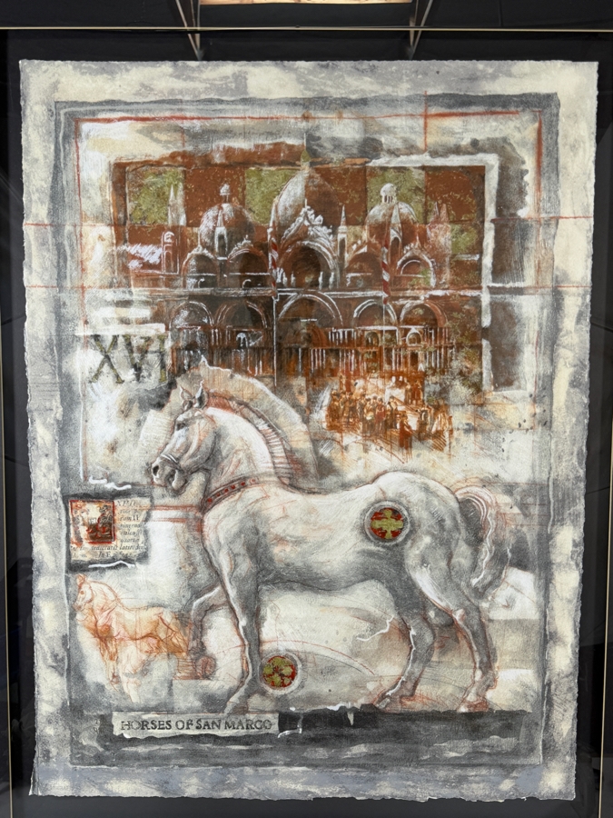 Peter Nixon Horses Of San Marco Hand Signed Limited Edition Number 224 Of 425 Color Serigraph With COA 19.5 X 26.5 Framed: 32.5 X 39.5