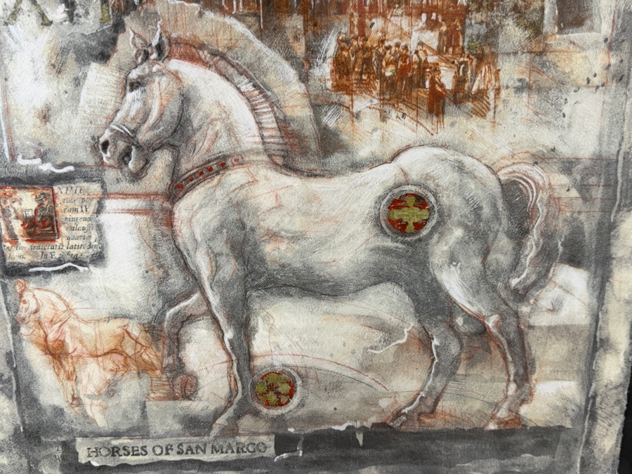 Peter Nixon Horses Of San Marco Hand Signed Limited Edition Number 224 Of 425 Color Serigraph With COA 19.5 X 26.5 Framed: 32.5 X 39.5 [Photo 4]