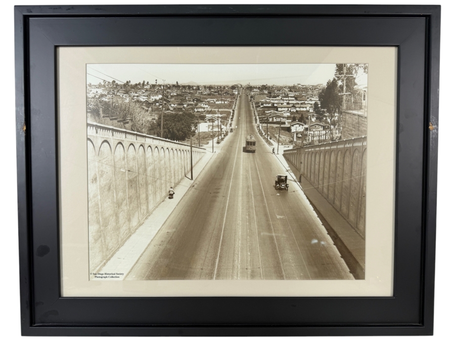 San Diego History Center Collection University Avenue Looking East From The Georgia Street Bridge Vintage Archive Photograph 19 X 15 Framed: 28.5 X 23
