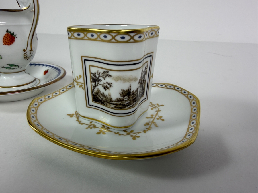 Richard Ginori Antico Doccia Italian Fruits Fine Porcelain Miniature Demitasse Cups and Saucers Set [Photo 5]