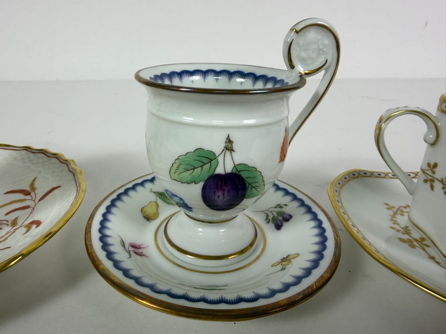 Richard Ginori Antico Doccia Italian Fruits Fine Porcelain Miniature Demitasse Cups and Saucers Set [Photo 2]