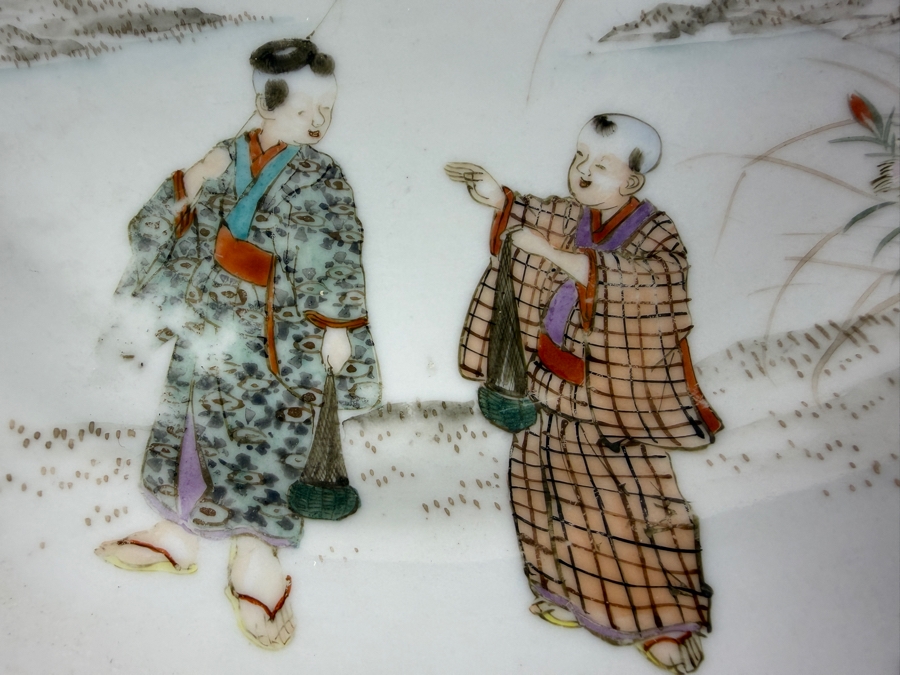 Set Of Six Antique Japanese Arita Kutani Porcelain Scalloped Dessert Plates Hand Painted By Kogokusha 9'W [Photo 8]
