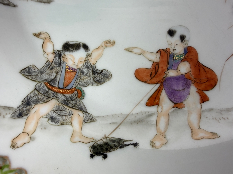 Set Of Six Antique Japanese Arita Kutani Porcelain Scalloped Dessert Plates Hand Painted By Kogokusha 9'W [Photo 3]