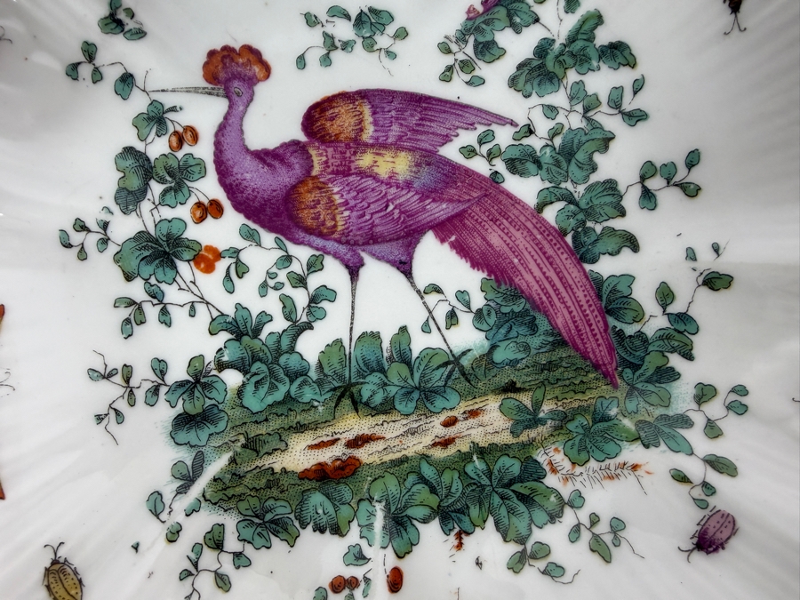 Mottahedeh Chelsea Birds Fine Porcelain Scalloped Bon-Bon Serving Bowl 9'W X 2'H [Photo 2]