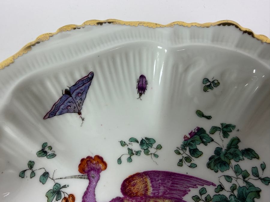 Mottahedeh Chelsea Birds Fine Porcelain Scalloped Bon-Bon Serving Bowl 9'W X 2'H [Photo 3]