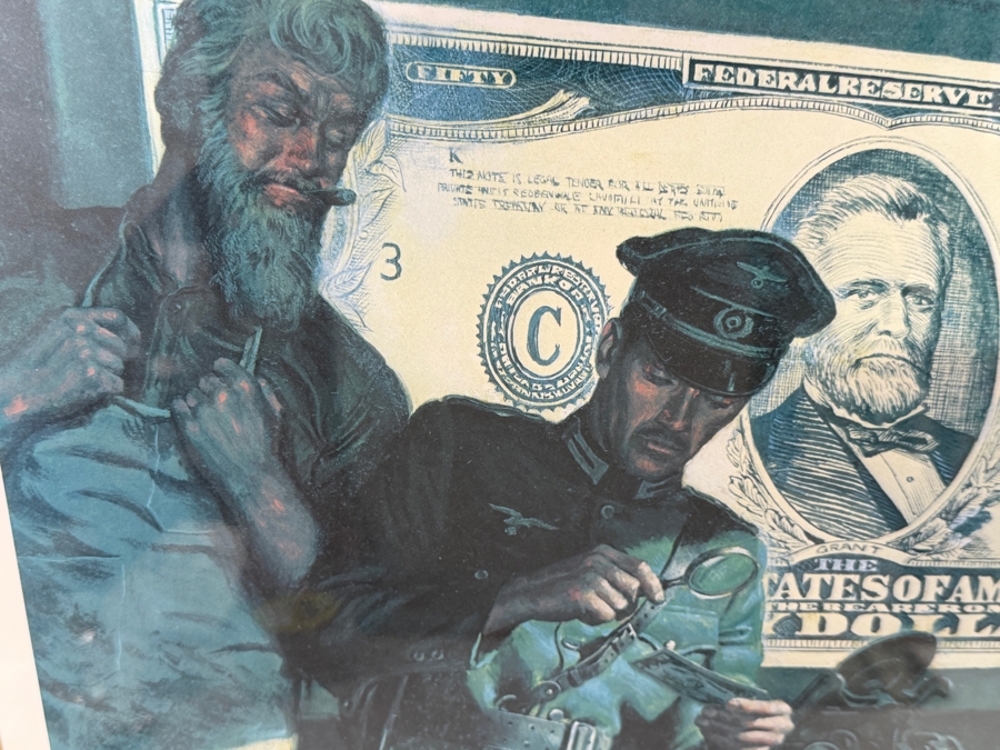 Mort Künstler 'The Money Game' Hand-Signed Limited Edition 132/150 Lithograph (Depicting Nazi Concentration Camp Prisoners Forced By The SS Into Printing Massive Caches Of High-Quality Counterfeit Currency) 13 X 26 Framed: 32 X 20 [Photo 8]