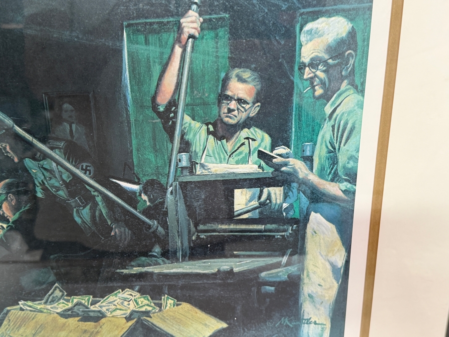 Mort Künstler 'The Money Game' Hand-Signed Limited Edition 132/150 Lithograph (Depicting Nazi Concentration Camp Prisoners Forced By The SS Into Printing Massive Caches Of High-Quality Counterfeit Currency) 13 X 26 Framed: 32 X 20 [Photo 5]