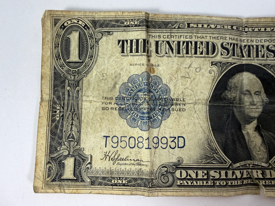 1987 Bureau of Engraving and Printing (BEP) 125th Anniversary Commemorative Exhibition Poster (Framed) Grouped with an Antique 1923 United States $1 'Ace' Silver Certificate Large-Size Banknote 18' X 25' [Photo 14]