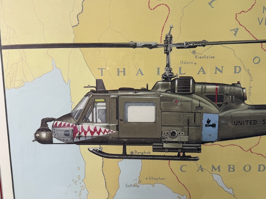 Larry Capadura 'Bell UH-1C Huey — Sharks Gun Platoon' Hand-Signed Limited Edition 118/1000 Military Aviation Art Print 26' X 22' Framed: 35.5' X 30' [Photo 4]