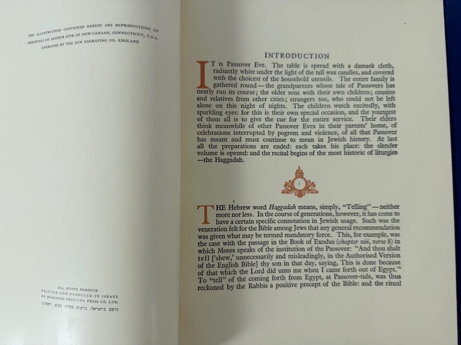 The Haggadah Executed By Arthur Szyk And Edited By Cecil Roth Blue Velvet Hardcover Edition Housed In Matching Clamshell Slipcase [Photo 5]