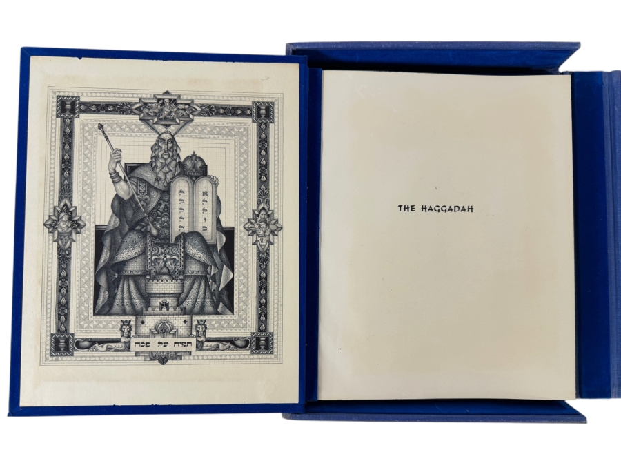 The Haggadah Executed By Arthur Szyk And Edited By Cecil Roth Blue Velvet Hardcover Edition Housed In Matching Clamshell Slipcase