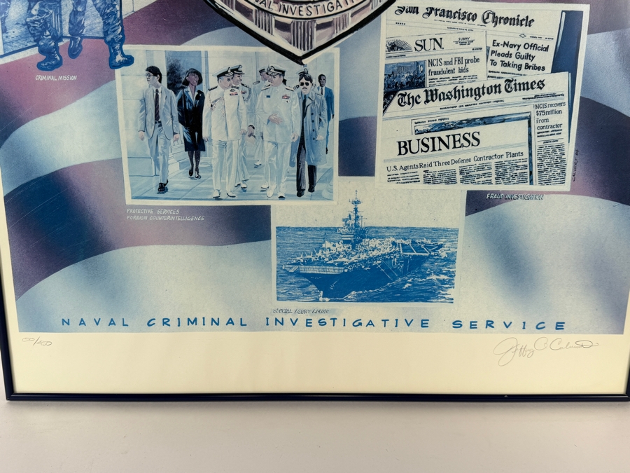 Naval Criminal Investigative Service (NCIS) Hand-Signed By Jeffrey C. Calandra Limited Edition 00/450 Commemorative History Collage Poster From The Estate Of Roy Nedrow, The 1st Director Of NCIS [Photo 5]
