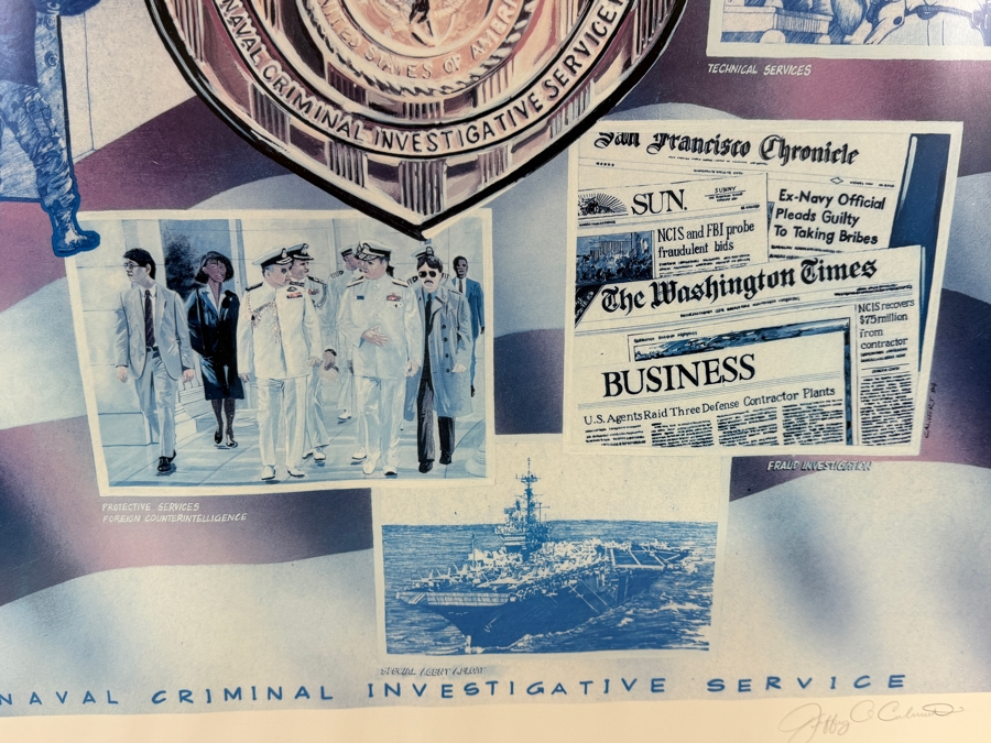 Naval Criminal Investigative Service (NCIS) Hand-Signed By Jeffrey C. Calandra Limited Edition 00/450 Commemorative History Collage Poster From The Estate Of Roy Nedrow, The 1st Director Of NCIS [Photo 4]