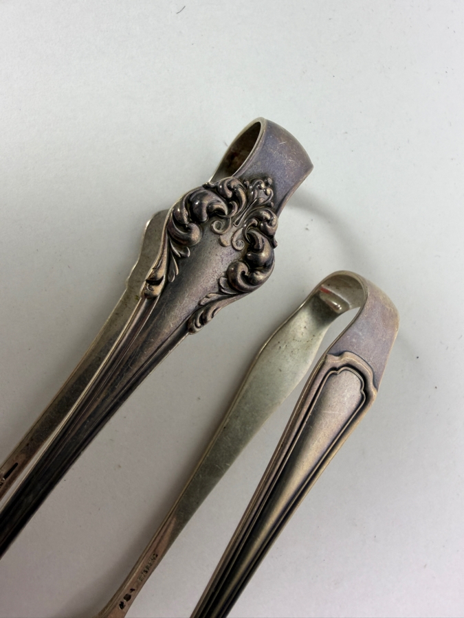 Pair Of Vintage Solid Sterling Silver Sugar Or Individual Ice Tongs Featuring Bird Talon Claws 59.8g [Photo 6]