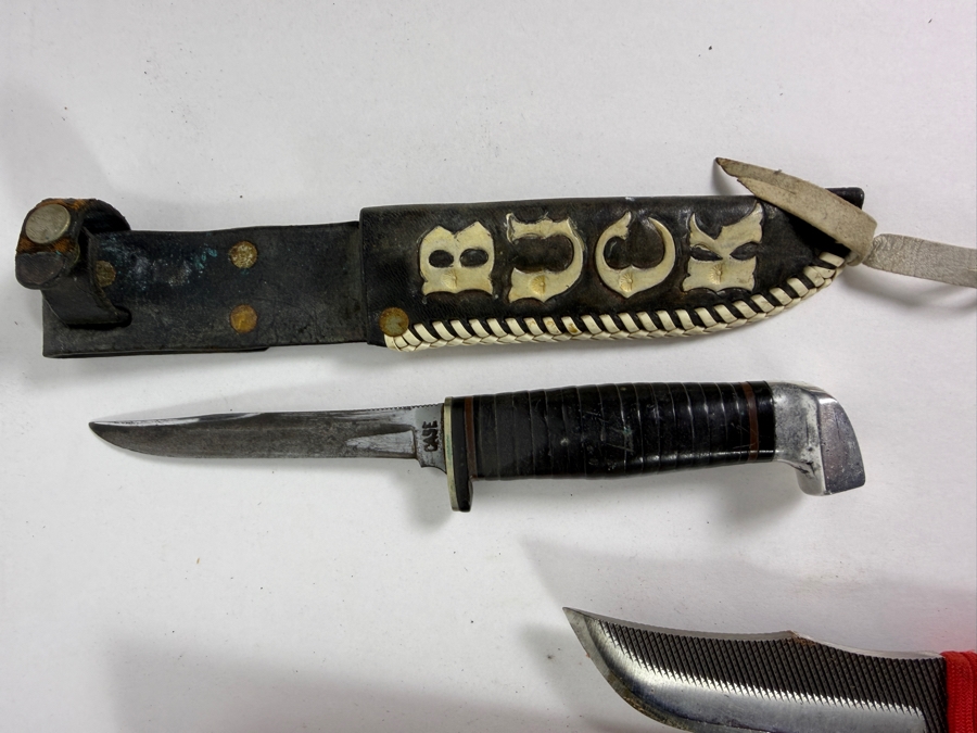 Collection of Four Vintage Custom and Factory Fixed-Blade Knives (Including Parker, Case, Anza Bastard File, and Stiletto Throwing Dagger) [Photo 9]