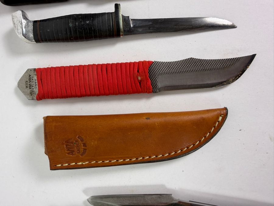 Collection of Four Vintage Custom and Factory Fixed-Blade Knives (Including Parker, Case, Anza Bastard File, and Stiletto Throwing Dagger) [Photo 6]