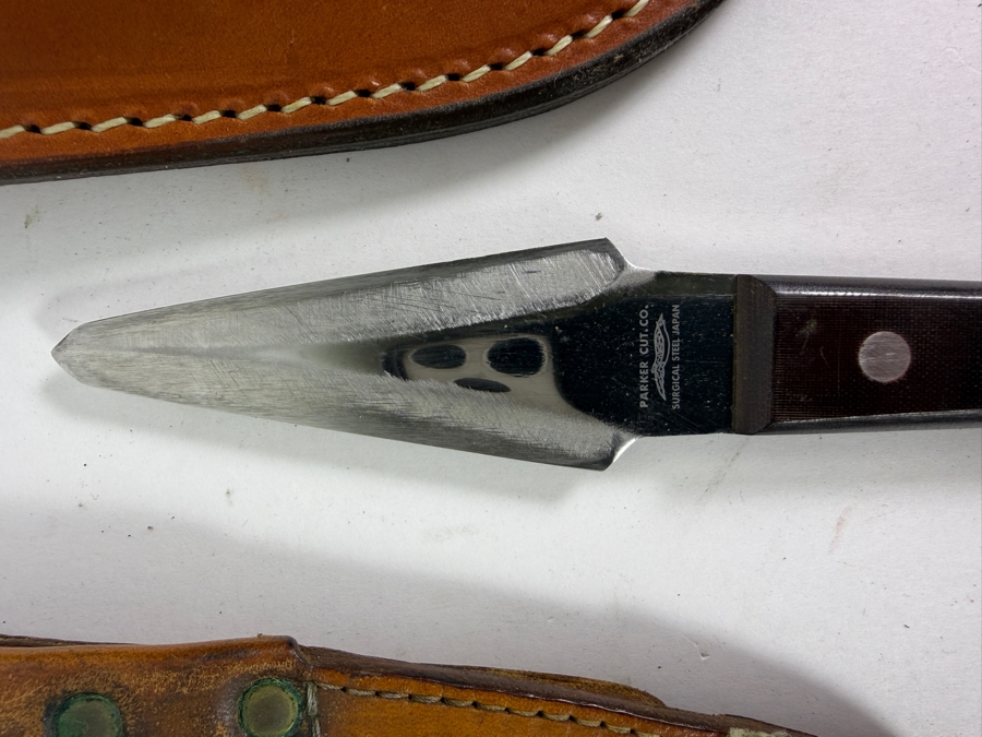 Collection of Four Vintage Custom and Factory Fixed-Blade Knives (Including Parker, Case, Anza Bastard File, and Stiletto Throwing Dagger) [Photo 4]