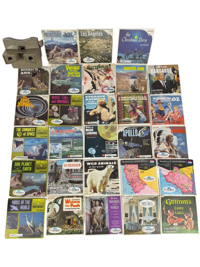 Vintage 1950s–1970s GAF and Sawyer's View-Master Toy Viewer Grouped With A Large Collection Of Twenty-Eight 3-Reel Packets