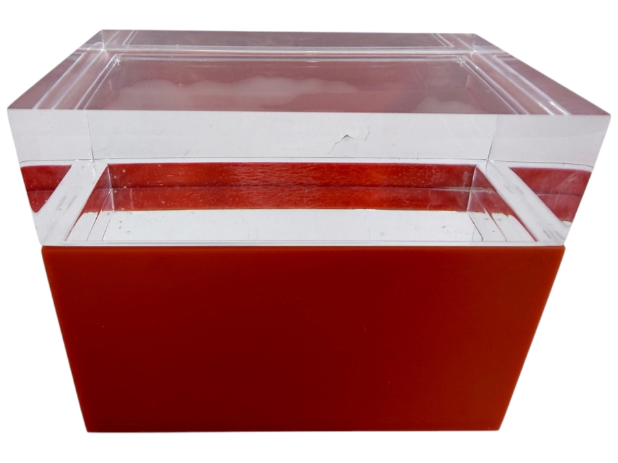 Alessandro Albrizzi Red Acrylic Box with Clear Lucite Lid 6'W X 4'D X 5'H