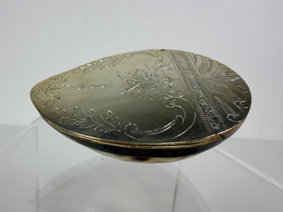 Vintage Tiffany & Co. Sterling Silver-Mounted Tiger Cowrie Shell Trinket or Snuff Box Made in Portugal 81g [Photo 5]