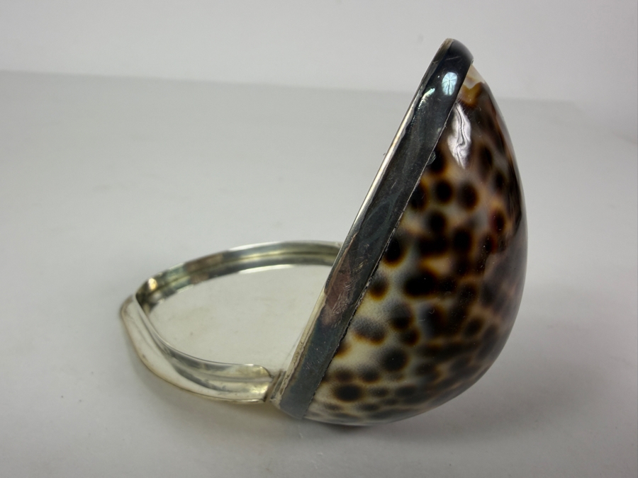 Vintage Tiffany & Co. Sterling Silver-Mounted Tiger Cowrie Shell Trinket or Snuff Box Made in Portugal 81g [Photo 8]