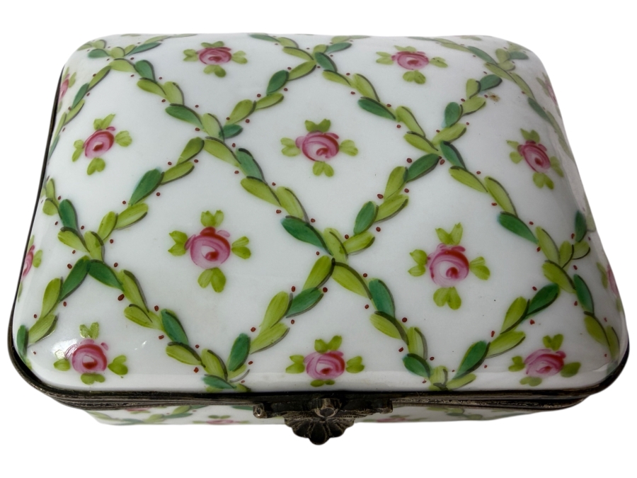 Sevres French Porcelain Hand-Painted Box 3.25'W X 2.25'D X 2.5'H