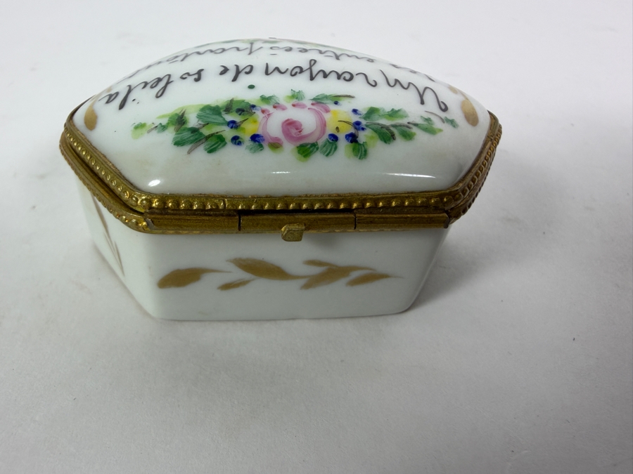 Vintage Hand-Painted Limoges Porcelain Trinket Box 2.5'W [Photo 4]