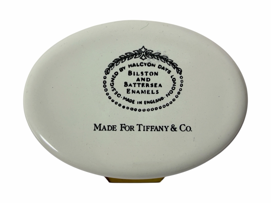 Vintage Halcyon Days Bilston And Battersea All Things Are Sweetened By Risk Enamel Trinket Box Made For Tiffany And Co 2.5'W [Photo 3]