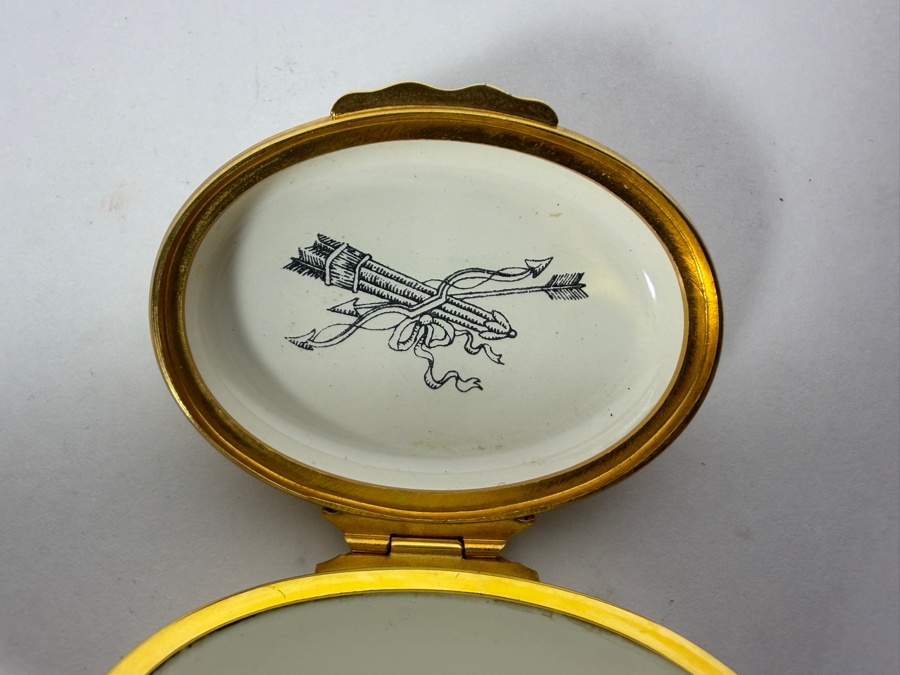 Vintage Halcyon Days Bilston And Battersea All Things Are Sweetened By Risk Enamel Trinket Box Made For Tiffany And Co 2.5'W [Photo 5]