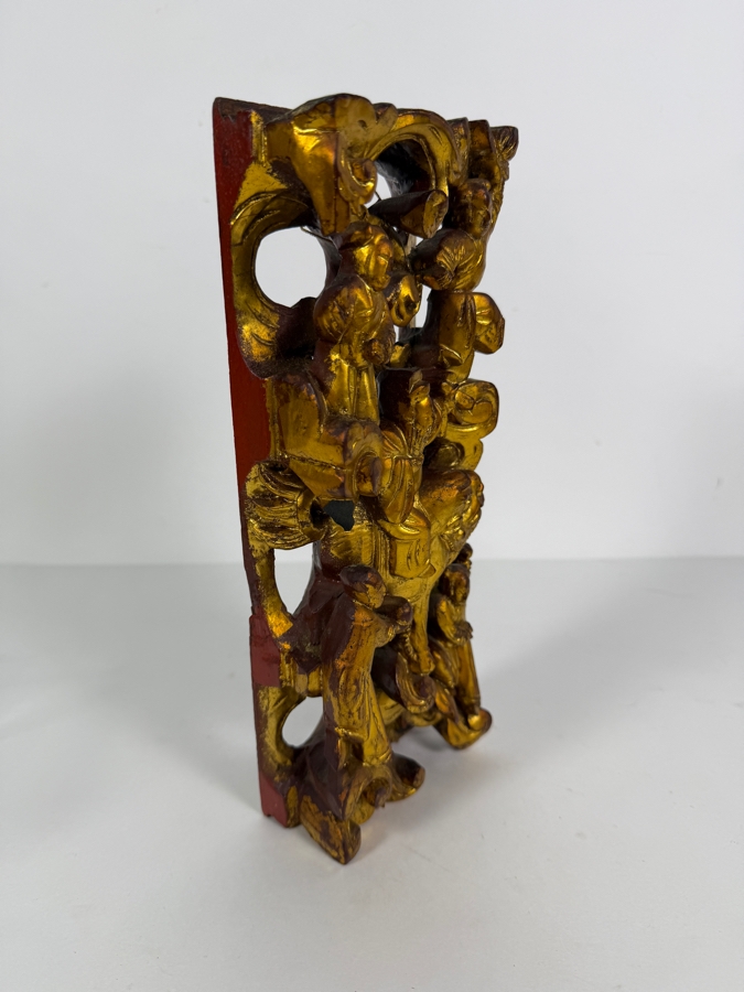 Antique Chinese Pierced and Carved Gilt-Wood Wall Panel 4'W X 10.5'H [Photo 7]
