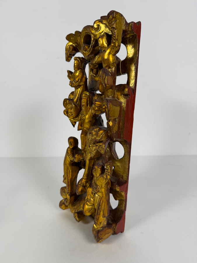 Antique Chinese Pierced and Carved Gilt-Wood Wall Panel 4'W X 10.5'H [Photo 5]