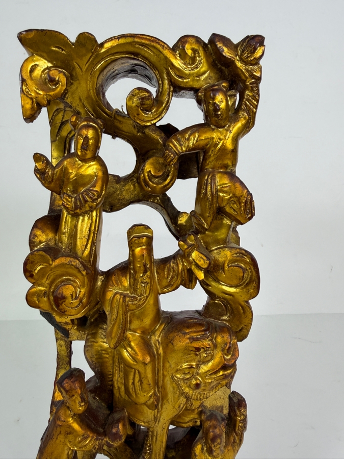 Antique Chinese Pierced and Carved Gilt-Wood Wall Panel 4'W X 10.5'H [Photo 4]