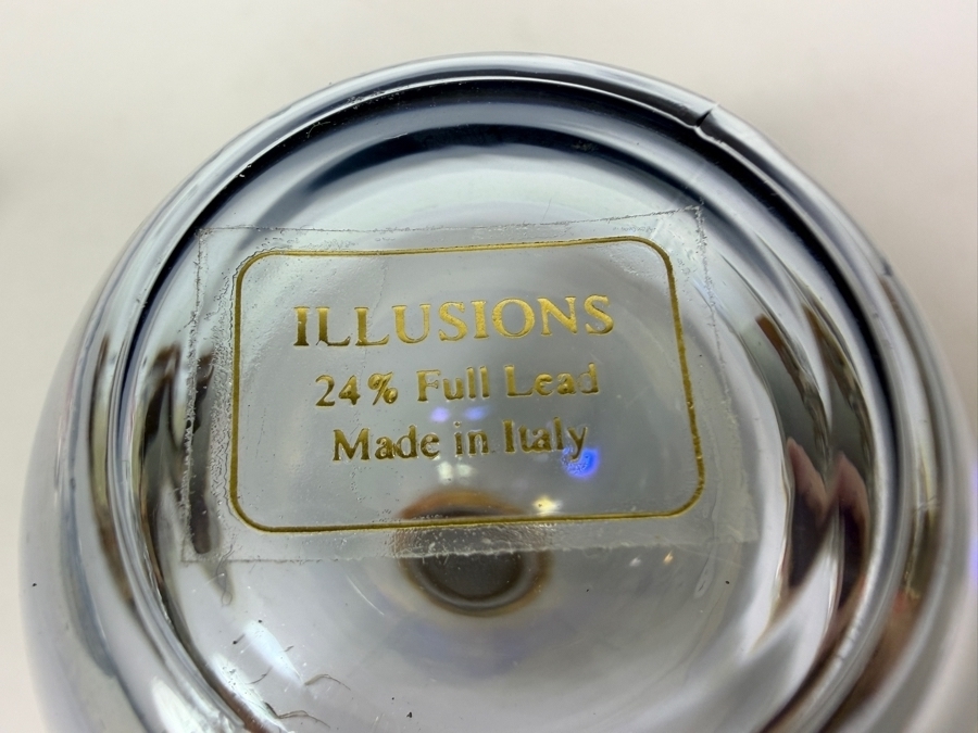 Vintage Italian Iridescent Blue Glass Perfume Bottle by Illusions 5'H [Photo 4]